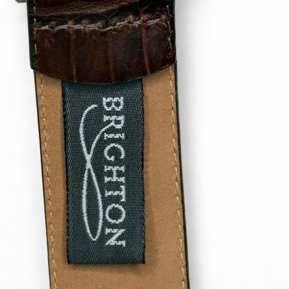Vintage Brighton 1995 brown crocodile-embossed leather belt‎ Cherub angel - Picture 6 of 8